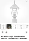 Pia Ricco Outdoor Post Light With Clear Glass White One Nib. Fixed Price $24.95.