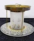 Vintage Mcm John C. Virden Brass & Etched Glass Flush-mount Wired Light Fixture. Fixed Price $165.00.