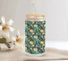Midnight Garden Frosted Glass Can W/ Bamboo Lid 16 Oz Cup By Mugzan. Fixed Price $17.99.