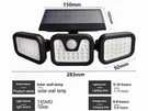 Solar Led Wall Lamp 3-HEAD Motion Sensor Remote Control Outdoor Black. Fixed Price $19.69.