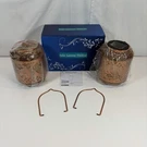 Set Of 2 Solar Outdoor Lanterns Copper Bird Cutout Hanging Garden Patio. Fixed Price $34.99.