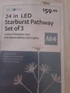 New Open Led Starburst Pathway 24" Set Of 3 Indoor Outdoor White Lights Home. Fixed Price $28.00.