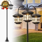 76" Classic Black Solar Lamp Post Lights 3-HEAD Waterproof Outdoor Street. Fixed Price $85.10.