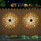 2 Solar Fence Lights Metal Powered Outdoor Wall Pack, Mandala-c. Fixed Price $32.99.