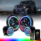 Rgb Led Headlights & Fog W/halo Combo Kits For Jeep Wrangler Tj Jk 97-18. Fixed Price $179.44.