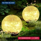 Coroor Garden Solar Ball Lights Outdoor Waterproof, 80 Led Cracked Glass Globe. Fixed Price $57.80.