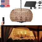 Outdoor Solar Chandelier 4-LIGHT 19" Rattan Hanging Pendant. Fixed Price $171.36.