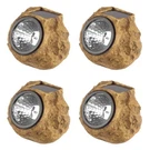 Set Of 4 Led Solar Pathway Lights Shaped Like Granite Rocks. Fixed Price $29.99.