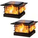 Dynaming 2 Pack Solar Flame Post Lights Outdoor, Powered Fence Cap. Fixed Price $31.38.