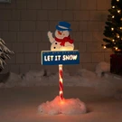 Northlight 28.5" Lighted Snowman 'let It Snow' Christmas Lawn Stake Clear Lights. Fixed Price $41.57.