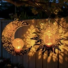 Solar Hanging Sun And Moon Lights Garden Outside DECOR,2 Pack Metal Lanterns .... Fixed Price $56.97.