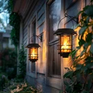 Solar Lanterns Outdoor Waterproof, 2 Pack Flickering Flames Wall Garden Decor Wi. Fixed Price $45.99.