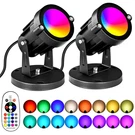 Aoaxl 5W Rgbw Landscape Lights, 16 Color Changing Spotlight 110V Large, Black. Fixed Price $43.99.