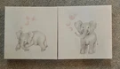 Stupell Industries Elephant Family With Pink Balloons Linen Canvas Wall Art 2PC. Fixed Price $15.00.