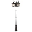 Hdc Brimfield Aged Iron 3-HEAD 3-LIGHT Outdoor Post Lamp Clear Seedy Glass Shade. Fixed Price $444.95.
