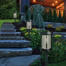 Gtx, 5 Pk Vintage-style Led Solar Pathway Garden Dusk-dawn Light Glass Lens. Fixed Price $110.00.