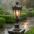 22" Outdoor Lamp Post Pole Light Vintage Crown Led Pier Mount Lantern Fixture Ul. Fixed Price $136.99.