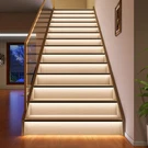 Smart Motion Sensor Led Stair Lights - 16 Steps, Cuttable 40" Strip, Cool White. Fixed Price $331.99.