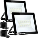 Flood Lights Outdoor With PLUG,100W 10000LM Super Bright Led Work LIGHT,IP66 Wat. Fixed Price $46.99.