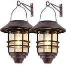 Solar Lantern Hanging Wireless Lights Garden Porch Fence Bronze 2 Pack Derynome. Fixed Price $128.92.