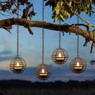 Solar Hanging Lanterns Outdoor Waterproof, Rust Iron Ball Candle Holder With .... Fixed Price $41.91.