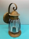 Vtg Brass Outdoor Wall Lantern Light Fixture, Amazing Thick, Glass Globe, 2 Lbs. Fixed Price $64.00.