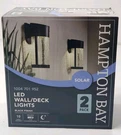 Hampton Bay Solar Led Wall/deck Lights 1004 701 952 Black Finish 2-PACK. Fixed Price $37.99.