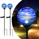 Solar Outdoor Decorative Lights Color Swirl Garden Stake Glaze Glass Globe Li.... Fixed Price $53.00.