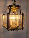 Vtg Brass Hall Lantern Ceiling Light Starburst Etched Glass Entryway Neo Decor. Fixed Price $249.00.