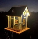 9.25 In Wooden Cozy Home Birdhouse With Solar Led Light - Blue. Fixed Price $43.99.