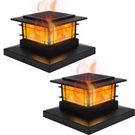 Dynaming 2 Pack Solar Post Cap Flickering Flame Lights, Black. Fixed Price $28.99.