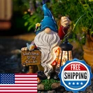 Zqqlite Solar Gnome Garden Statue Figurine Lights Outdoor Decor 6.89X3.94X9.45". Fixed Price $63.15.