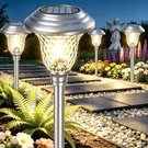 Beau Jardin 4 Pack Solar Pathway Lights, Color Changing, Stainless Steel. Fixed Price $40.18.