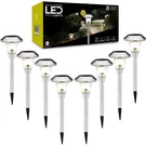 Morvat Led Stainless Steel & Glass Yard Pathway Solar Lights, 8 Pack, Warm. Fixed Price $65.00.