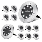 Odeetronic Solar Ground Lights, 12 Pack 8 Led Disk Outdoor. Fixed Price $42.21.