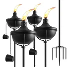 Home Garden Set Of 4, Outdoor Metal Torches With 5-PRONG Grounded Stake.... Fixed Price $57.78.