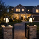 2 Pack 15'' Solar Lamp Post Led Light Outdoor Dusk Dawn With Pier Mount Base. Fixed Price $108.99.