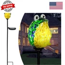 Solar Frog Garden Stake Lights Hand Blown Glass Decorative Pathway Lig.... Fixed Price $47.69.
