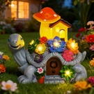 Solar Garden Outdoor Statues Turtle With Succulent And 7 Led Lights, Lawn Decor. Fixed Price $43.32.