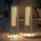 Outdoor Floor Lamp 2 Piece Solar Powered Lantern Wicker Patio With.... Fixed Price $193.40.