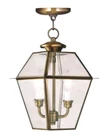 Livex Lighting Westover Antique Brass Indoor Outdoor Pendnat Lantern 2285.01-NIB. Fixed Price $165.00.