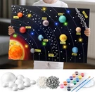 Solar System Model Project Kit With 10 Foam Ball Led Lights 12 Pigment Brushes. Fixed Price $42.89.