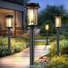 Solar Pathway Lights, 8 Pack Glass Outdoor, Stake Land. Fixed Price $35.79.