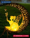 Vuees Solar Garden Statues Outdoor Decor, Fairy Moon Figurine Light Stake, House. Fixed Price $39.05.