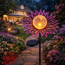 Qocnam Solar Garden Light Metal Flower Crackle Glass Purple Yard Art. Fixed Price $65.99.
