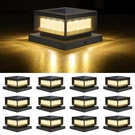 Solar Powered Post Cap Lights Outdoor For 4X4/6X6 Wood/vinyl 12 Pack Black. Fixed Price $113.40.