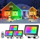 4 Pack 50W Christmas Led Flood Lights 500W Equi Color Changing With Remote Wa.... Fixed Price $73.42.