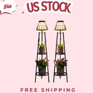 2-PACK Solar Floor Lamps With 2-TIER Plant Stand Waterproof Outdoor Light. Fixed Price $50.00.