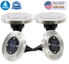 Solar Powered Disk Path Lawn Led Lights Outdoor Waterproof Landscape Spike 4PC. Fixed Price $16.95.