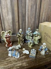 Holiday Home Gardens 10 Piece Nativity Scene Set 9" Glossy Porcelain Figures Vtg. Fixed Price $25.00.